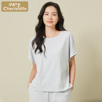 Little nurse underwear, short-sleeved t-shirt, women's type a cotton summer thin white bat sleeve loose home top, healthy and breathable gray green xl /175/105