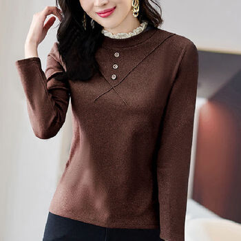 Brief summer and winter bottoming shirt women's warm t-shirt women's double-sided german velvet 2025 autumn and winter new large size loose temperament tops bottoming shirt brown warm bottoming shirt l recommended 100-115 catties