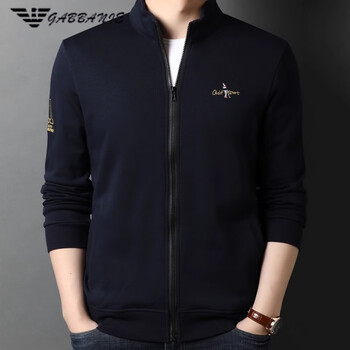 Armani exchange armani men's jacket casual spring and autumn velvet zipper cardigan stand collar high-end pure cotton jacket navy blue thin m 165 (suitable for weight 90-120 pounds)