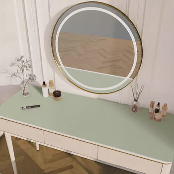 Yusenyi dressing table table mat, high-end waterproof and anti-dirty tablecloth, easy to clean, room and bedroom desktop protection, matcha green, classic solid color series, 70*130cm, waterproof and oil-proof