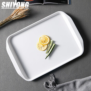 Shiyong commercial melamine binaural tray 17-inch saucer canteen kindergarten self-service square tea tray breakfast tray sy-5004