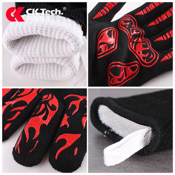 Anti-scald gloves, industrial heat insulation, high temperature and fire-proof five-finger thickened catering casseroles, baking ovens, barbecue ovens. warm reminder: it is strictly prohibited to use the gloves after the silicone coating on the surface has peeled off (to prevent burns xl