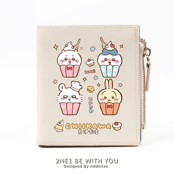 Flo cat self-deprecating bear cute coin purse female japanese ins style wallet short niche design wallet light zipper card holder off-white w jiyi cup cake