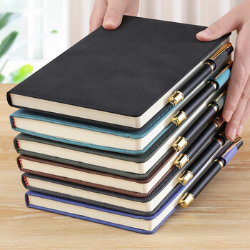 Faramond notebook a5 thickened notepad business lambskin leather retro notebook stationery work diary meeting minutes office stationery can be customized black