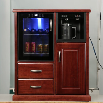 Hcf haocha fang smart dining side tea cabinet multi-functional solid wood household red wine cabinet refrigeration refrigerator tea brewing vertical tea bar machine water dispenser multi-layer solid wood voice two-door red walnut color warm type ice machine (water boiling equipment)