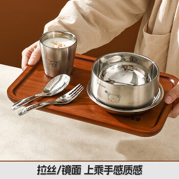 Worthbuy stainless steel tableware new outdoor picnic camping self-driving tour portable anti-fall bowls, plates, forks and soup cups storage set small bowl + dinner plate + table cup + fork and spoon 5-piece set