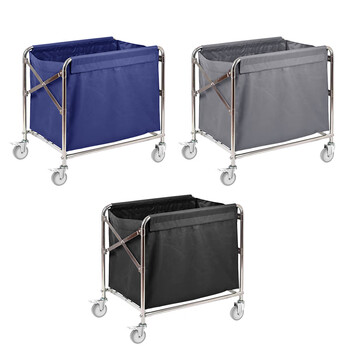 Foldable linen cart hotel room service cart laundry room dry cleaning shop storage recycling cart light gray small size with 4-inch wheels