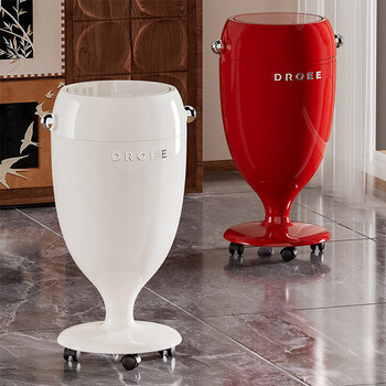 Xingyou trash can home living room 2025 new bedroom large capacity light luxury high-end good-looking wheeled paper basket with flip cover angra red contains pulleys*4+press to open the cover