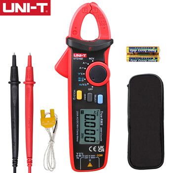 Uni-t clamp multimeter high-precision mini digital dc ammeter intelligent anti-burn electrician special maintenance clamp meter ut210d (comes with special tip test leads + spare battery)