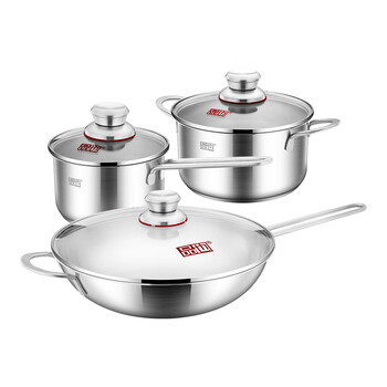 Pinye dazhengji pyg-zh088 304 stainless steel 16cm milk pot + 24cm deep soup pot + 32cm wok