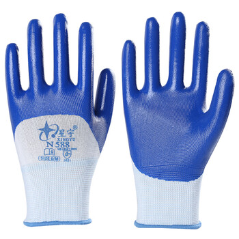 Xingyu gloves n518 wear-resistant work labor non-slip and oil-resistant nitrile labor protection nylon rubber dipped construction site work 12 pairs xingyu n588 blue one size