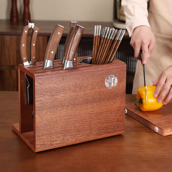 Mu xiaoli solid wood knife rack storage rack 2026 new chopstick cage integrated home kitchen cutting board knife storage rack countertop ebony conventional knife rack without chopping board rack