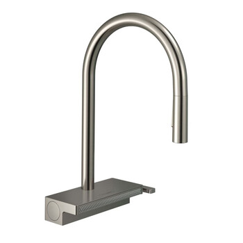 Hansgrohe daddy's home german hansgrohe kitchen faucet m81 pull-out with drain basket 73837000 73837800 curved stainless steel color three out