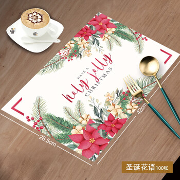 Erzhi disposable placemat paper western food home placemat nordic style restaurant birthday party table mat paper place paper christmas flower language 100 sheets