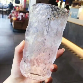 Miehone glacier glass household high-looking water cup juice drink cup ins wind tree pattern high-looking frosted large