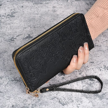 Chajin 2024 new wallet women's long korean style fashion handheld coin purse zipper multifunctional women's mobile phone bag black