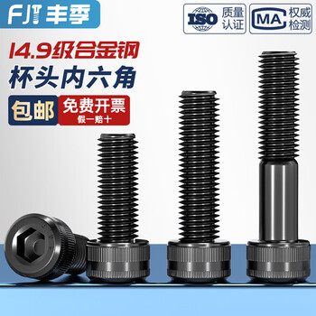 Fengji grade 14.9 high-strength hexagonal socket screw bolt alloy steel black extended screw m6m8m10m12m14m16 m6*10 (full tooth 5 pieces