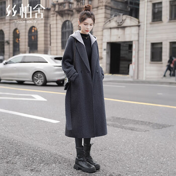 Cypress sheep wool contrast color coat women's 2025 winter new fashion silhouette long sleeve temperament jacket