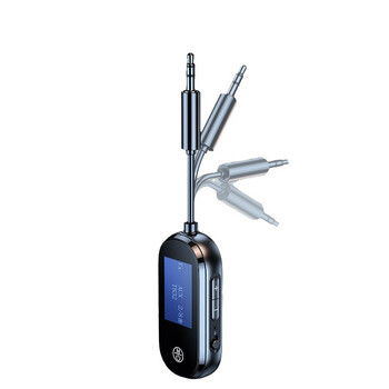 New car bluetooth 5.4 wireless digital display transmitter and receiver two-in-one tv computer projection lossless stereo c83 transmitter and receiver two-in-one with digital display