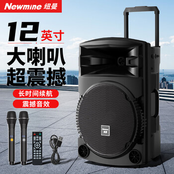Newman n521 square dance audio high power subwoofer outdoor high volume k song bluetooth trolley speaker portable mobile stall speaker double wheat belt adapter 12 inches
