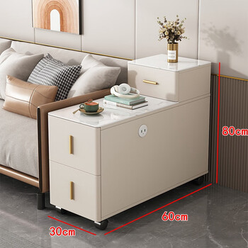 Honglan slate slate sofa side cabinet side cabinet side table small apartment living room household simple modern corner table small coffee table without cabinet door 60*30*80 milk coffee color delivery to home + installation by yourself