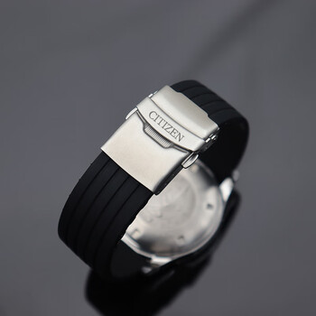 Silicone strap suitable for citizen eco-drive blue angel series air eagle orange waterproof men's bracelet 23mm black-silver safety buckle 22mm