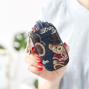 Ye yutong car key bag women's compact storage korean simple and cute large capacity mini key bag cover home cartoon british blue
