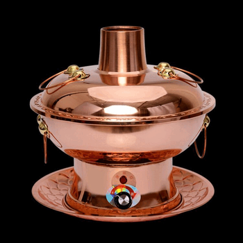 Fat donglai's same style supermarket pure copper old-fashioned copper hot pot pure copper electric carbon dual-purpose thickened old beijing mutton-shabu hot pot 38cm clear soup two-level temperature adjustment (12 people) 1 inch