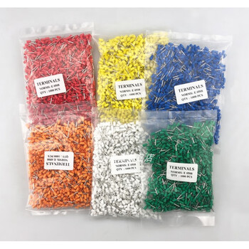 Ve0508 e7508 e1008 e1508 e2508 tube type pin type cold-pressed terminal block copper wire ear nose ve7510 (1000 pieces) red