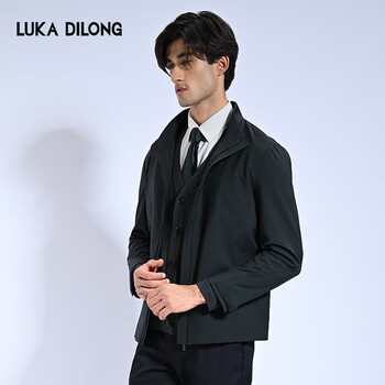 Luca dilon 100% sheep wool autumn and winter new wear-resistant and wrinkle-resistant executive business stand-up collar fashion brand jacket for men gray green 50