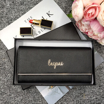 Laipai new women's wallet women's long leather clutch bag women's handbag wallet women's coin purse black