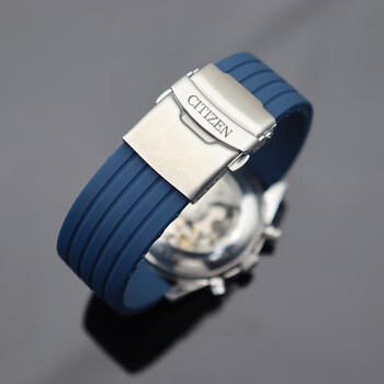Silicone strap suitable for citizen eco-drive blue angel series air eagle orange waterproof men's bracelet 23mm blue-silver safety buckle 22mm
