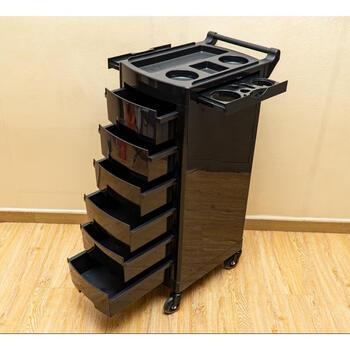 Other hairdressing tool cart beauty trolley hair salon hairstylist special bar cart dyeing and perming barber shop hairdressing trolley export f-055-black wing black plate-crystal wheel