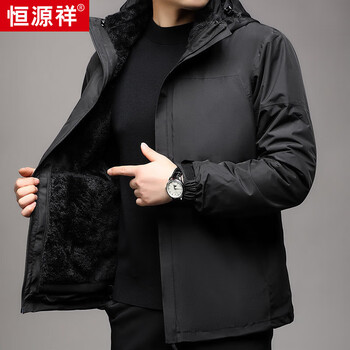 Hengyuanxiang outdoor assault jacket same style clothes for men and women windproof and waterproof velvet jacket autumn couple mountaineering wear black s