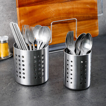 Jianjiayiju stainless steel chopstick barrel draining tableware cage kitchen spoon chopsticks cutlery storage tube storage rack chopstick cage bamboo skewer straw bucket small size