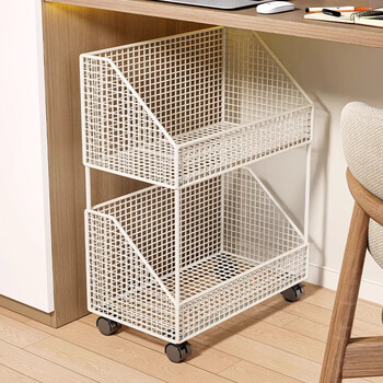 All for the classroom under the desk books with wheels movable trolley storage rack storage rack table floor-standing multi-layer bookshelf bookcase two-layer white large wheel