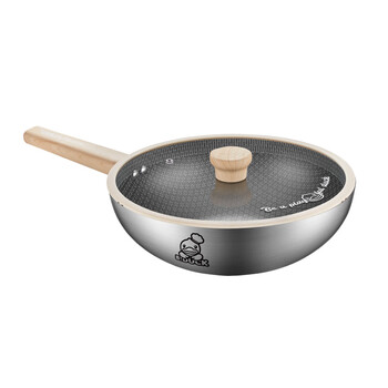 Cooking king cooking king. little yellow duck non-stick pan 316 stainless steel wok, soup pot and pot set, suitable for induction cooker, little yellow duck 316 series--32cm wok, free silicon