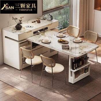 Sanke furniture 2025 new high-end kitchen multi-functional sideboard bar guide island dining table integrated household retractable rotating 1.4m island + 1.6m dining table (with tea)
