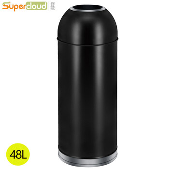 Supercloud bullet stainless steel trash can large commercial hotel shopping mall indoor round trash can starbucks same style can be customized black 48l