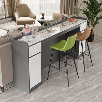 Modern sofa backrest bar cabinet slate sideboard living room backrest cabinet cross hall partition cabinet island table dining table customization 2.4 meters (slate countertop)
