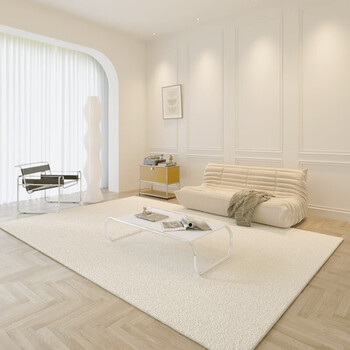 Budis carpet living room plain cream style modern simple style home full-cover large-area customized bedside blanket super soft - milky white 200*300cm