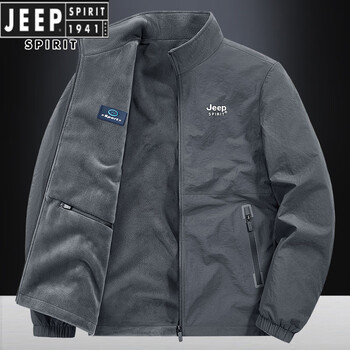 Jeep spirit jeep velvet jacket for men in autumn and winter new warm and thickened large size workwear outdoor double-sided versatile jacket gray xl 130-145 catties