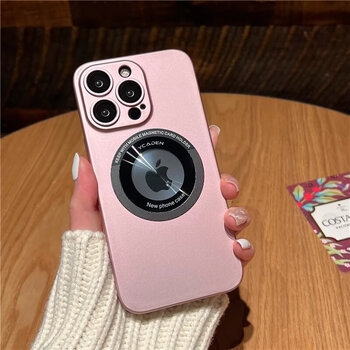 Suitable for skin-feel matte magnetic suction apple 14 promax mobile phone case iphone 15 pro exposed label with lens film dustproof 1312pm full package missing label magnetic suction, matte texture rose gold iphone 14 pro