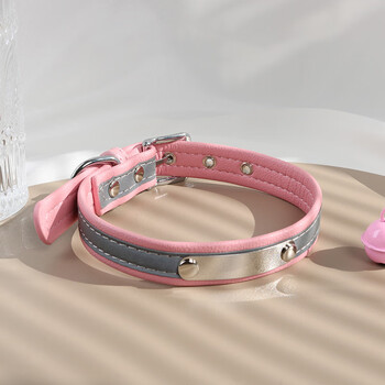 Big cat diary dog collar nameplate reflective at night anti-lost cat bell collar small dog engraving customized pet identity tag pink reflective collar remarks engraving content