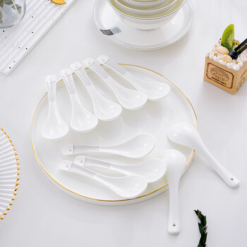 Pinjude 4-pack bone china small spoon spoon ceramic spoon kitchen hotel household light luxury small spoon eating spoon 10-pack aijia bone china small spoon