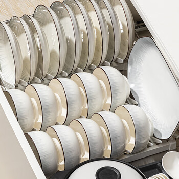 Qianye bowl household set bowls and dishes tableware complete bowl set ceramic dishes set 2025 high-looking bowls and chopsticks set 46 heads 10 people popular set