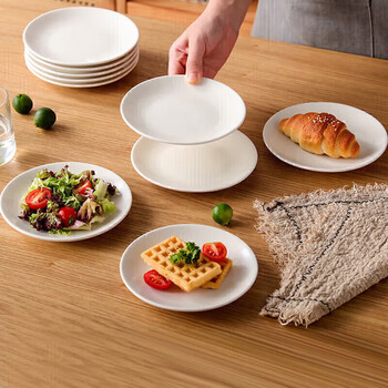 Jie yajie ceramic bone dish household bone spitting plate 6-inch white porcelain plate hotel commercial bone spitting dish flavor dish set 10 pieces