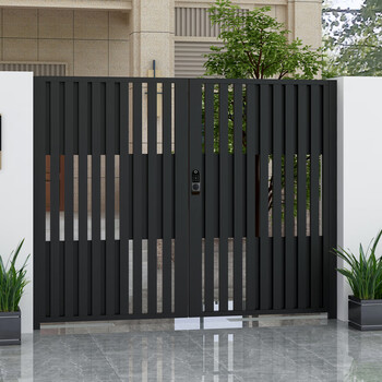 Jin fushun customized stainless steel courtyard door in rural area villa entrance double door wrought iron shutter gate fence courtyard wall door main picture style double door regular/one level