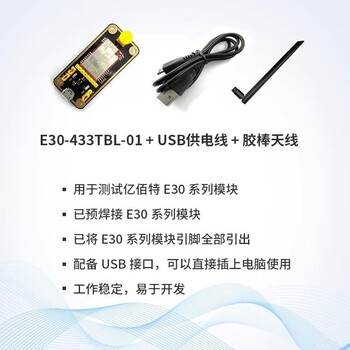 Ebyte uart wireless transceiver module through the wall 500mw serial port si4438 chip long distance e30-433t20s3 test kit comes with antenna + usb cable