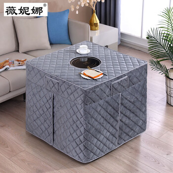 Venina velvet fire table cover square tablecloth stain-resistant fire table cover thickened electric stove cover free shipping can be customized velvet thickened - gray round hole length 80*width 80*height 68 free leather cover